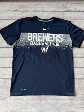 Nike Mens Brewers Navy Athletic Tee